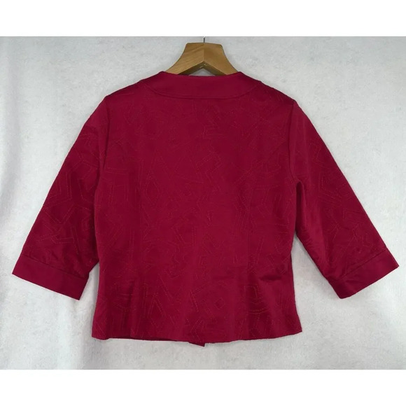 Coldwater Creek Women’s 14 Dark Pink Tonal Embroidered Button Front Lined Jacket - Picture 2 of 7